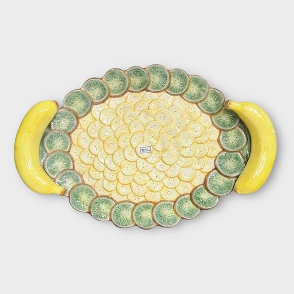 DEPARTMENT 56 Banana Kiwi Slice Platter Serving Tray Banana Handles